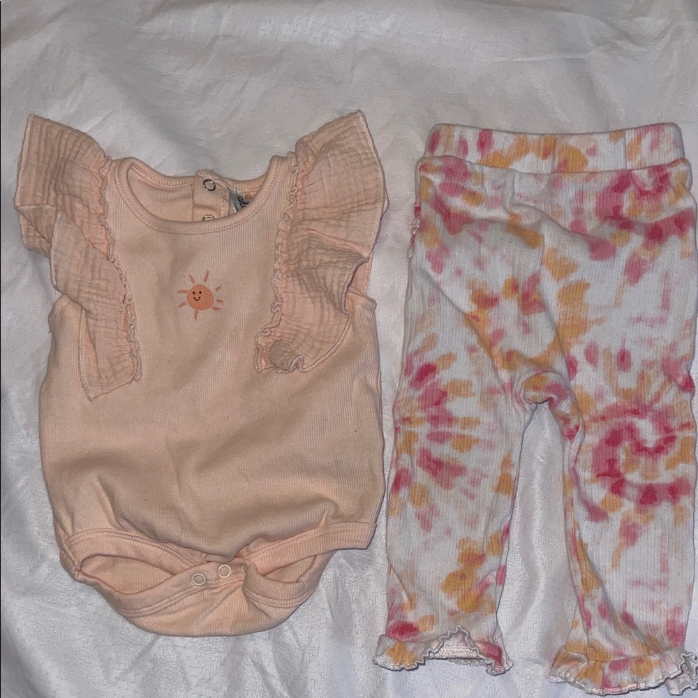 By Charlotte & Star Peach and Tie-Dye Kids Matching Set